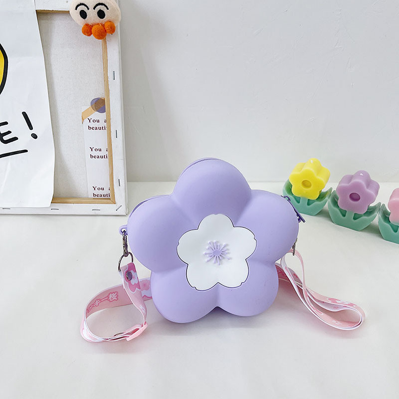 Parent-Child Messenger Bag Silicone Flower Kids Crossbody Bag Makeup Bag Storage Contianer School Office Supplies Gifts