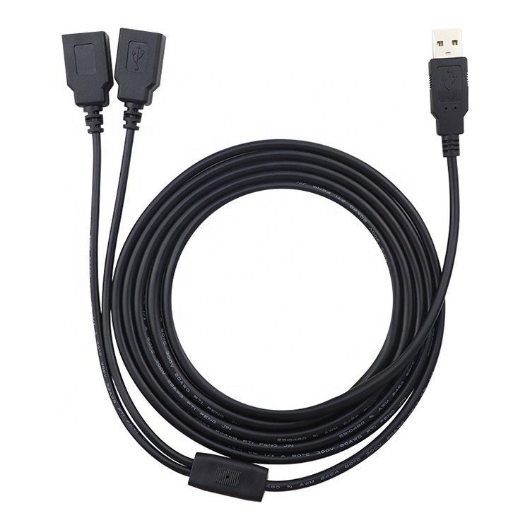 Custom OEM 2m 1 Male to 2 Female Y USB Splitter Cable for Charging