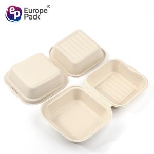 Compostable Ecofriendly Sugarcane Bagasse Take Away Burger Box Biodegradable