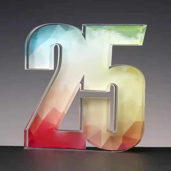 High End Clear Plexiglass Acrylic Award Number 10 Block For Employees Recognition