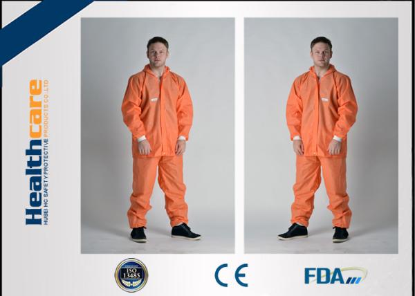 PP/SMS/MF Disposable Protective Coveralls Chemical Resistant With Hood And