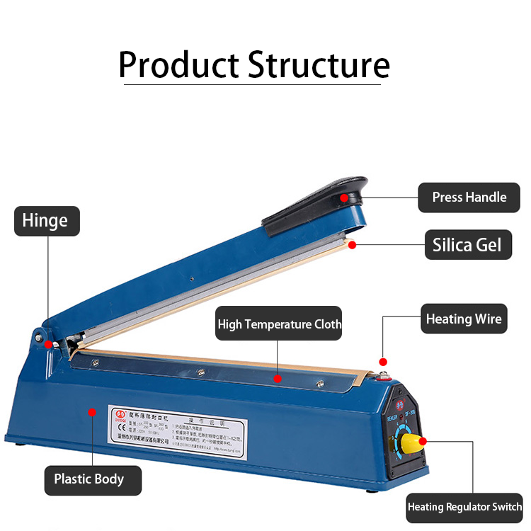 Portable Hand Sealing Packing Machine for Plastic Bag Commodity 300mm Handheld Type