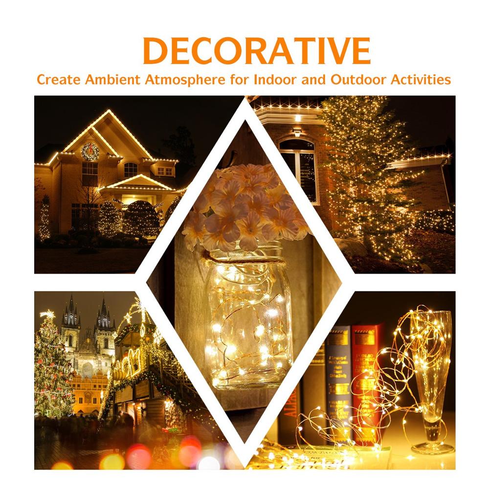8 Modes Remote Control LED Fairy Lights Battery Operated Waterproof String Lights Outdoor For Wedding Christmas Party De