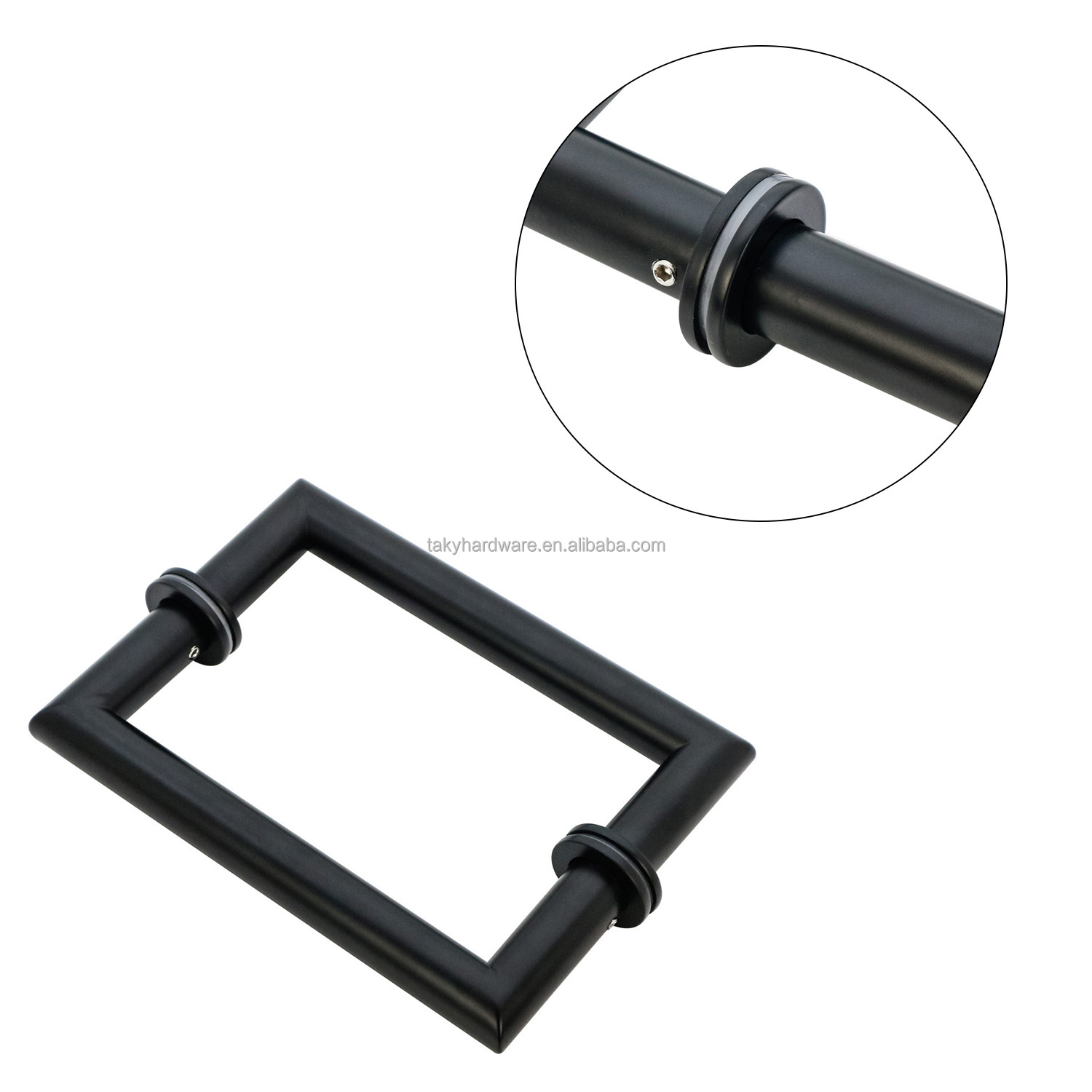 Matt Black Glass Door Pull Handle with Quadrate Design 200*200*19*1.0mm