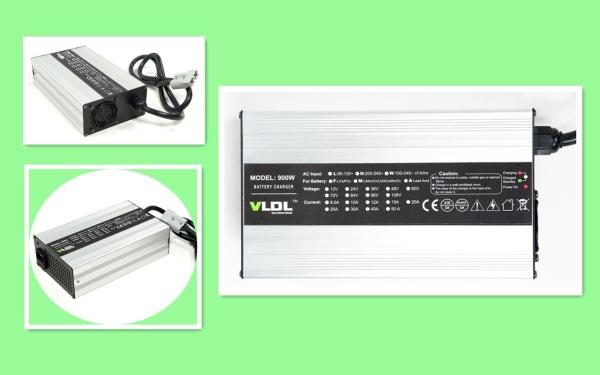 Automatic 12A 60V Battery Charger With Black / Silver Aluminum Case For E -