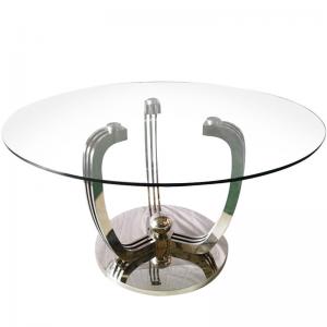  Tempered Glass Top Round Dining Table With 201 Stainless Steel Silver Base Manufactures