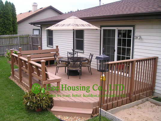 100% Recycled Outdoor WPC decking With Wood Color, Easy Installation and Environmental Friendly