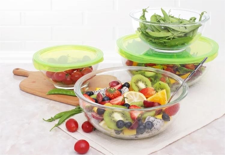 500ml Transparent Glass Fruit Salad Bowls Dinnerware Mixing Bowl Set