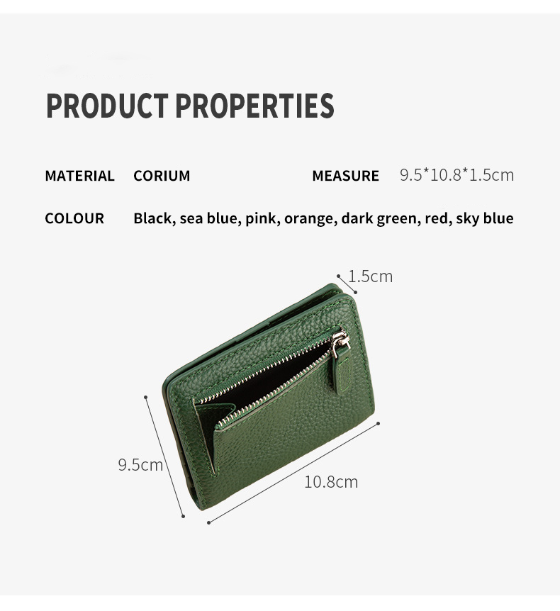 Low MOQ Mix Models Genuine Leather Wallet with RFID Blocking and Zipper Front Pocket