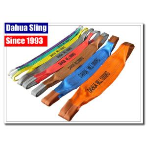 China Soft Polyester Lifting Slings Crane Rigging Straps With Eye Protector on sale
