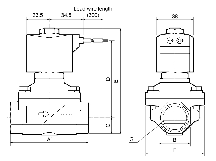 Dimension of CKD Type ADK11 Series Solenoid Valve:
