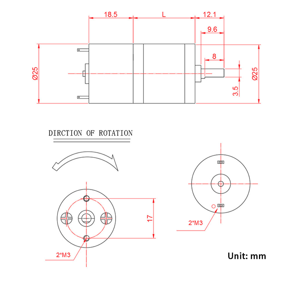 JGA25-310 Brushed Miniature Dc Gear Motor 12v 1280rpm For Instrument