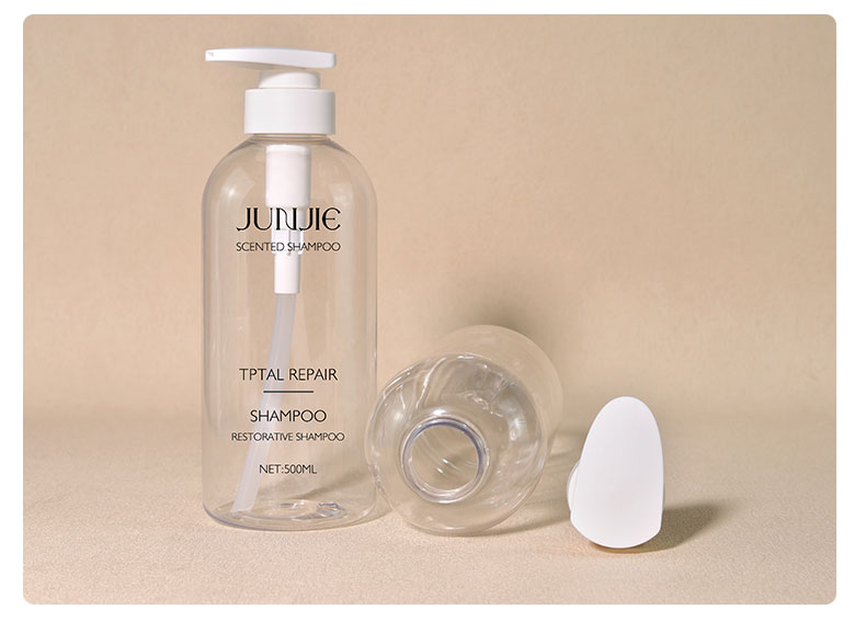 Clear Plastic Shampoo Bottles 500ml Cylinder PET Bottles Cosmetic For Packaging