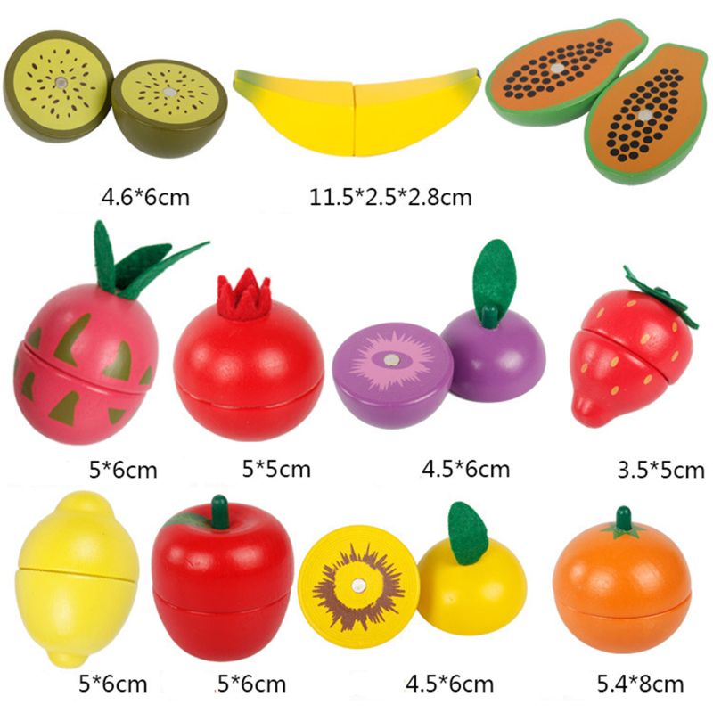 Education 9.25in Wooden Fruit And Veg Toys Magnetic Fruit Cutting
