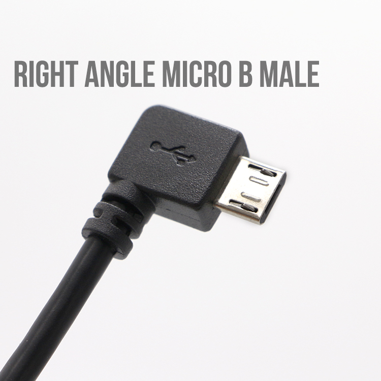 CUSTOM 90 Degree Right Angle Male to Female Micro USB Cable