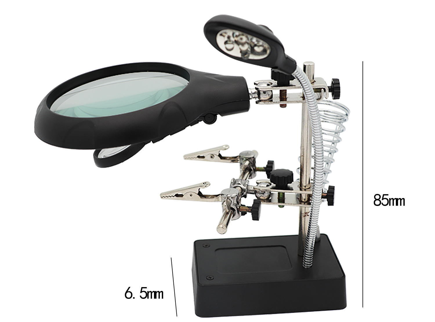 TOKTOS Magnifying Glass For Workbench With LED Light 3.5X-12X Lens Auxiliary Clip