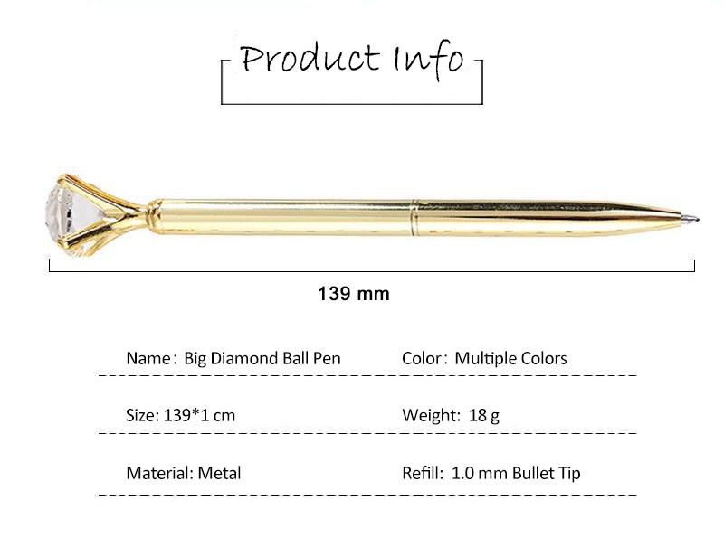 Fashion Polka Dot Twist Metal Ballpoint Pen Shining Big Diamond Spot Ball Pen 1.0mm