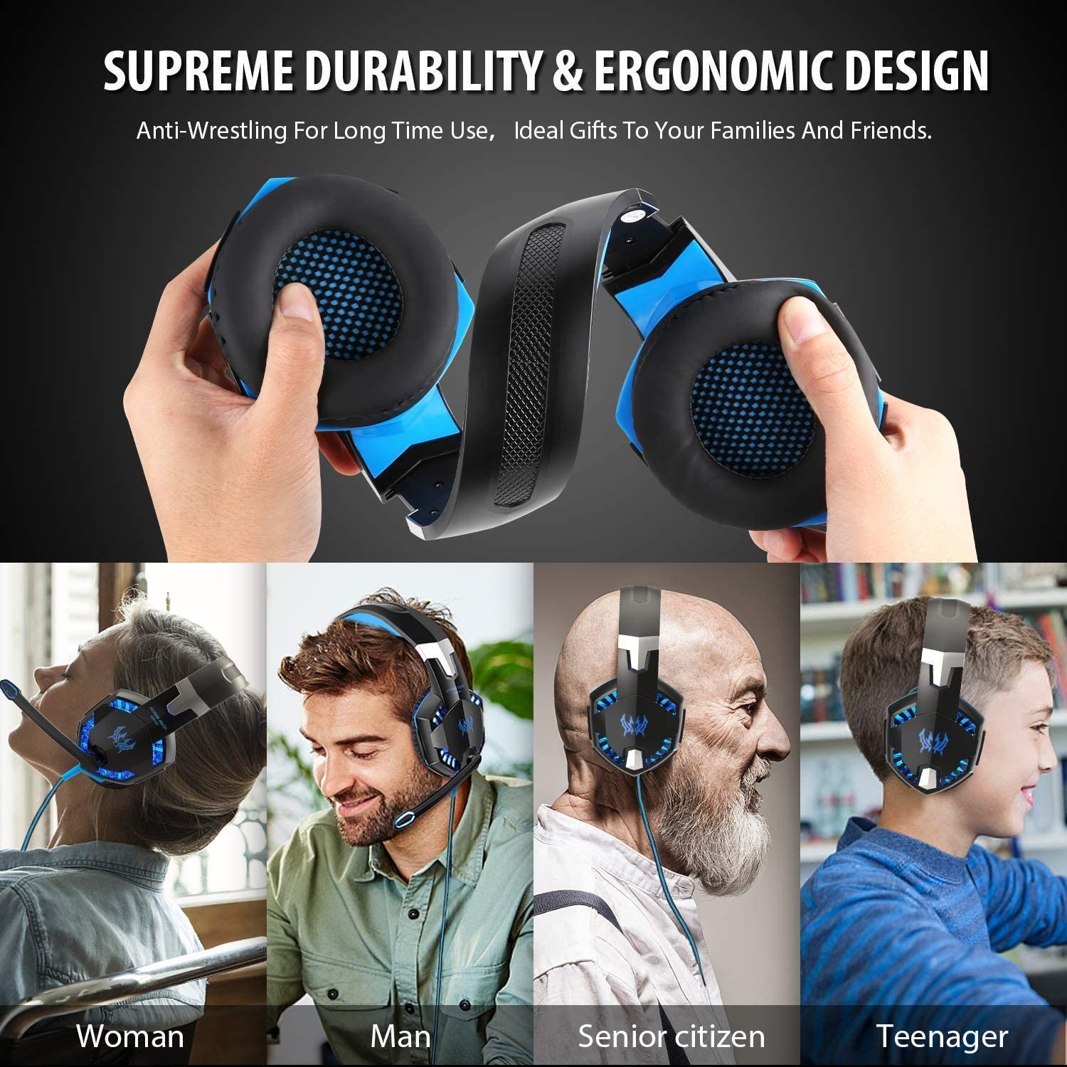 Over Ear Stereo G2000 2.2kohm 117dB Wired Gaming Headphone
