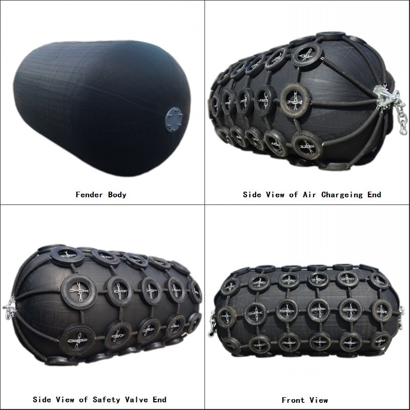 China Durable Yokohama Floating Fender Pneumatic Ribbed Rubber Fender with Replaceable Air Charging Connector