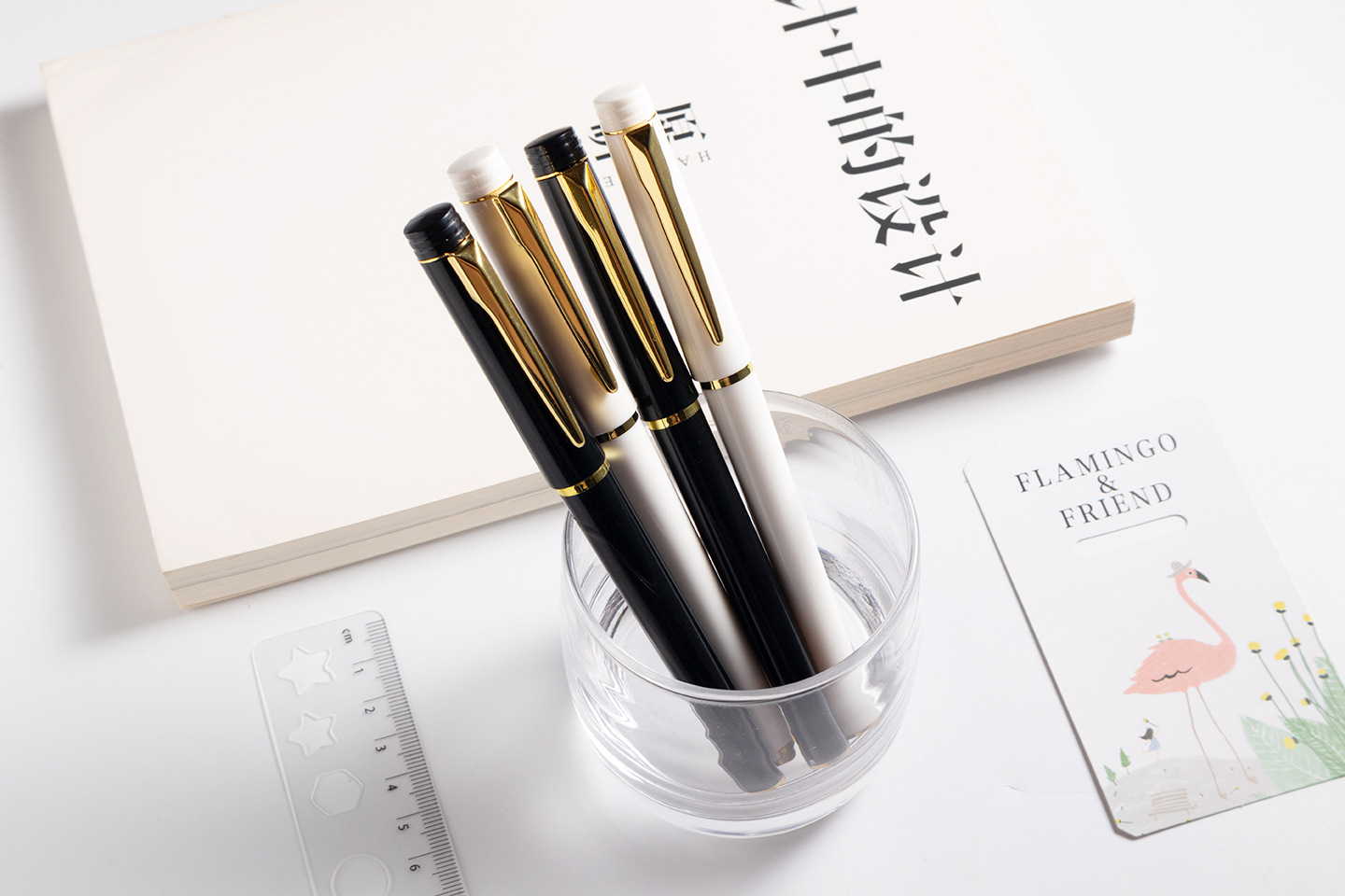 Customized Color Office Stationery White Roller Pen Metallic Simple Sense Plastic Gel Pen