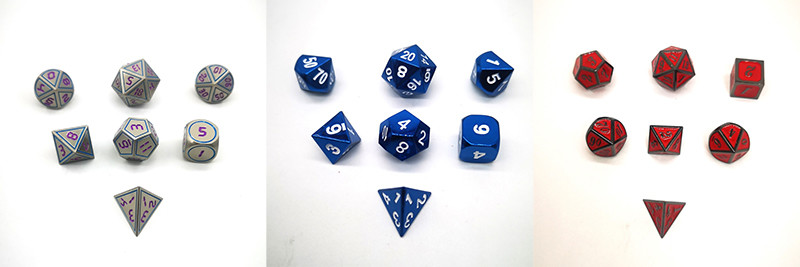 7pcs In Set Zinc Alloy Metal Dice High Durability With Digital Clock Numbers