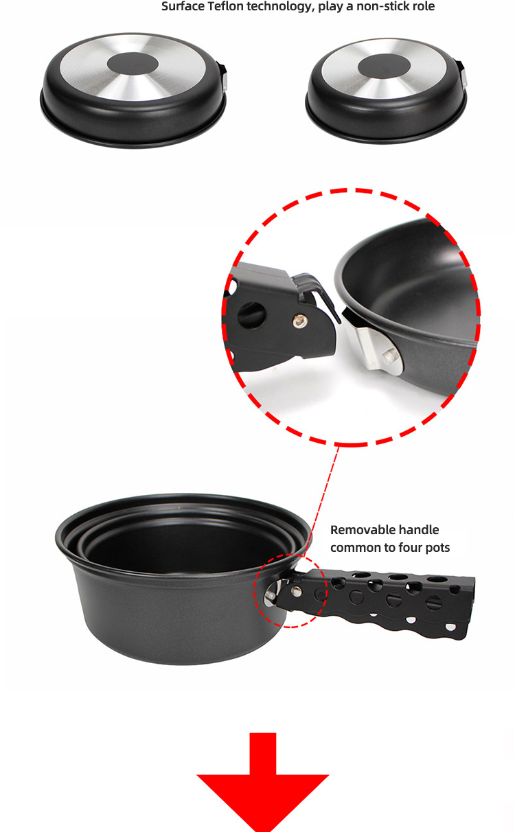 Aluminium Outdoor Cooking Pot Set 3KG Nonstick With Lid