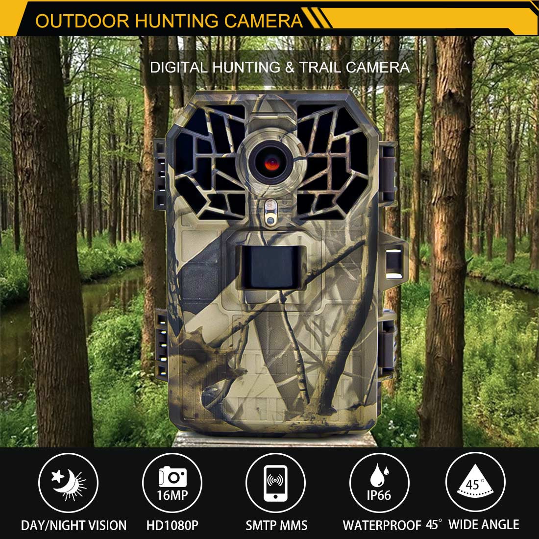 IP66 Waterproof 16MP 1080P FHD Trail Cam Time Lapse Trail Camera