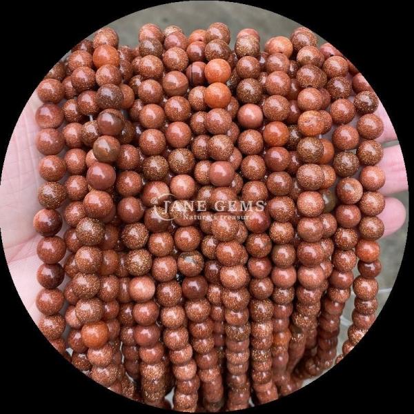 Round Cut Gems Bead Gold Sandstone Moss Agate Tourmaline Various Crystal Healing