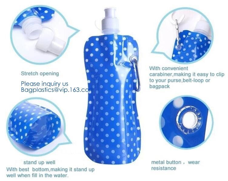 Foldable Water Bottle Bag 480ML Environmental Protection Collapsible Portable Water Bag Sports water bottle 480ml bageas