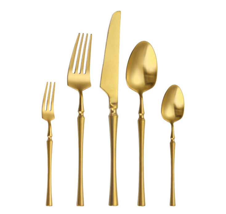 High-grade Stainless Steel Cutlery Set Banquet Tableware Hotel Flatware Matte Gold