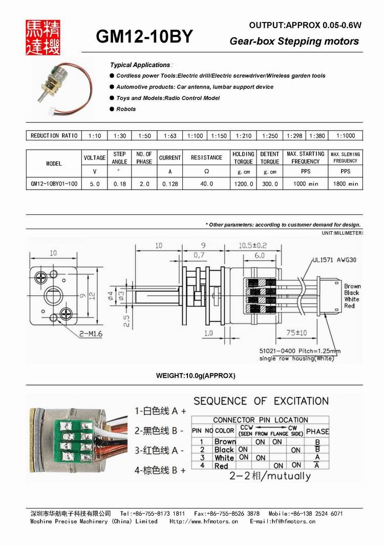 GM12-10BY Gear-box Stepping motors