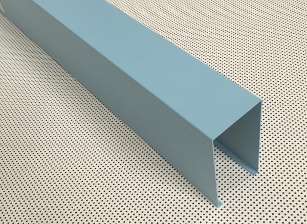 Blue Powder Coated Aluminum U- shaped Linear Metal Ceiling Width 50mm Height