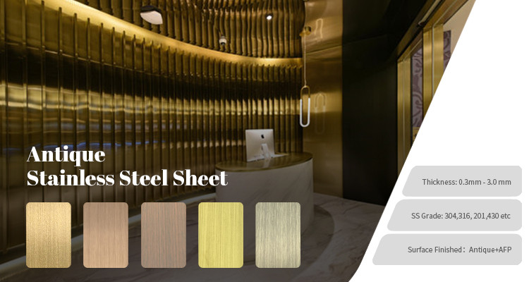 0.7mm Hairline Finish Stainless Steel Sheet Bright Annealed 201 304 316 Copper Brushed