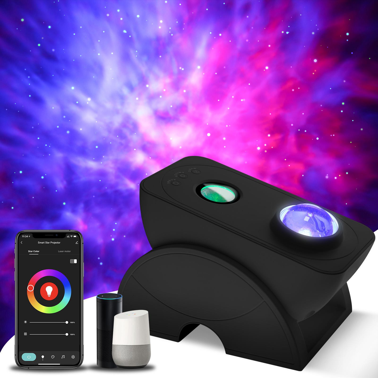 Smart LED Starry Night Laser Projector , Star Projector Lamp For Bedroom Indoor