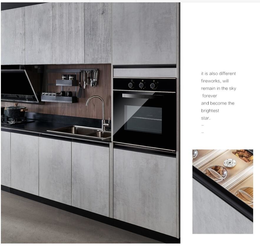 L Shape 5M High Glossy Finish Modular Kitchen Cabinets With Counter Top And Wall Cabinet
