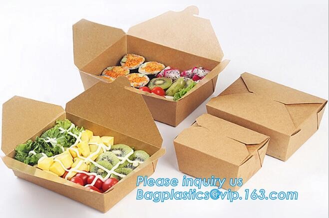 Cheap Cardboard foldable kraft paper lunch box with window,Lunch noodle fast food kraft paper box by customized logo pri