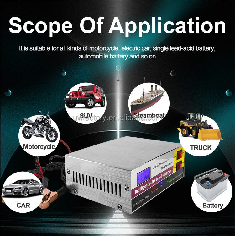 FCP 10Amp Car Battery Charger 12V/24V Smart Fully Automatic Battery Charger Maintainer Trickle Charger for Car Truck Motorcycle