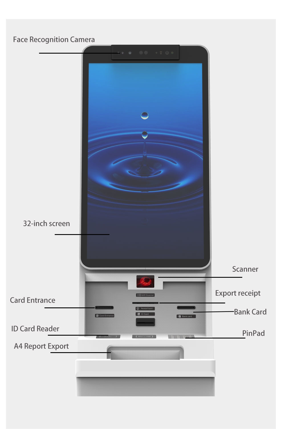 Indoor Smart Digital Touch Screen A4 Printer Self-Service KioskTouchscreen Display Payment Terminal