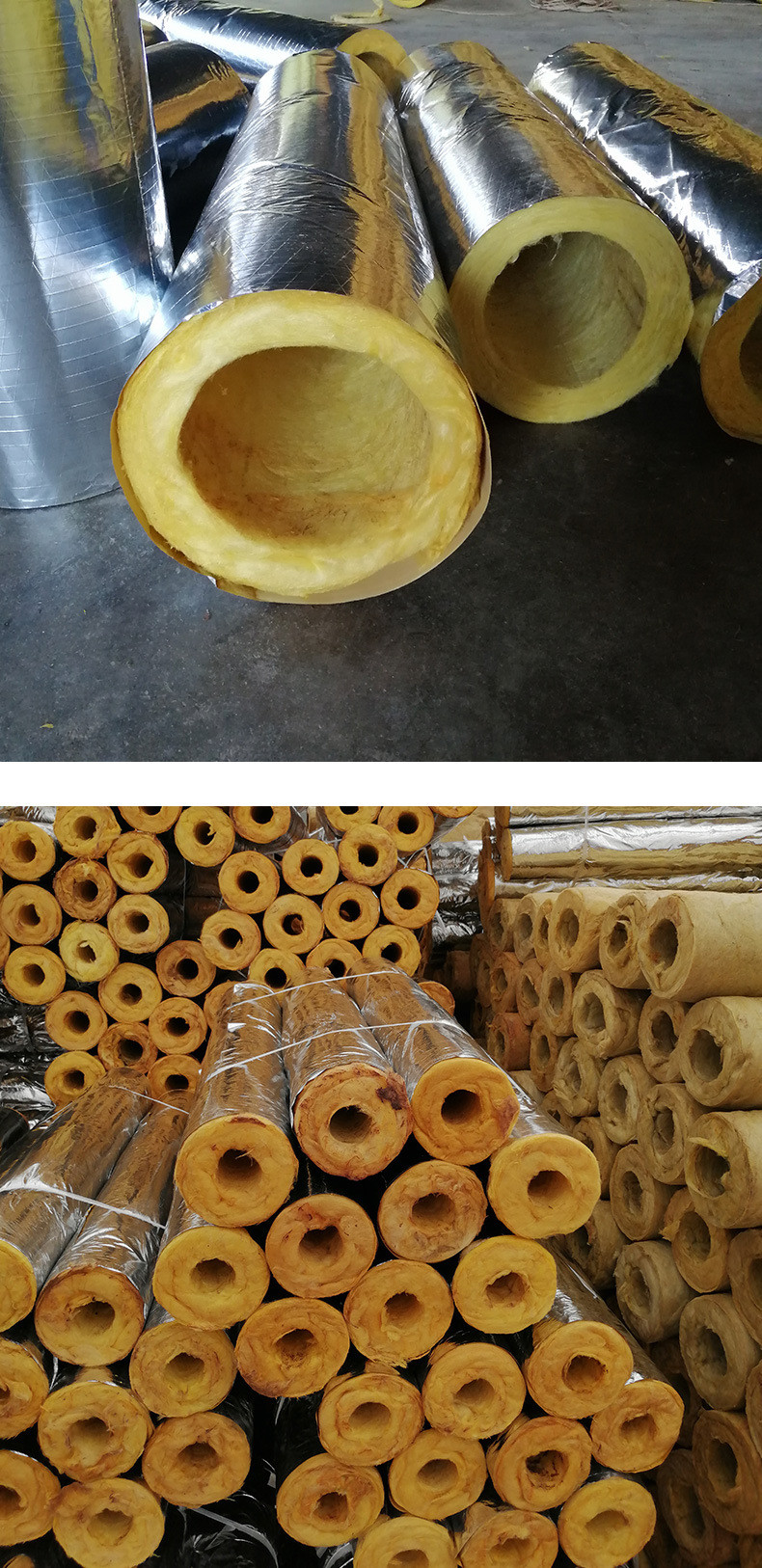64kg/m3 Glass Wool Tube With Aluminum Foil Steam Pipe Insulation 25mm Thick