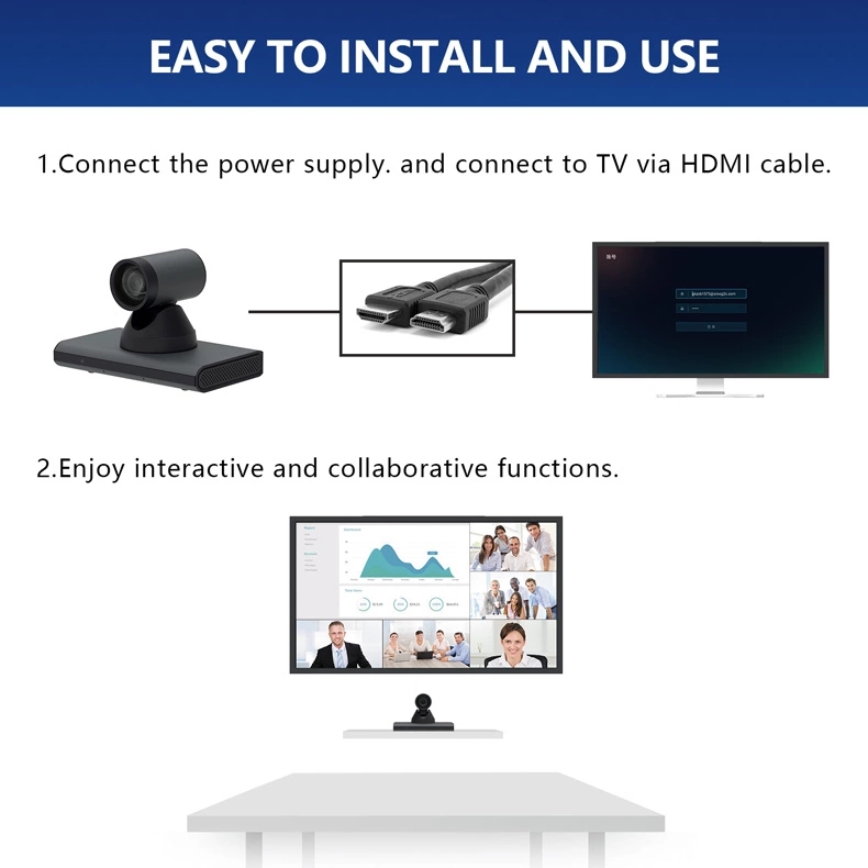 Android video conferencing endpoint with full HD 1080p 12x optical zoom camera for office video conference