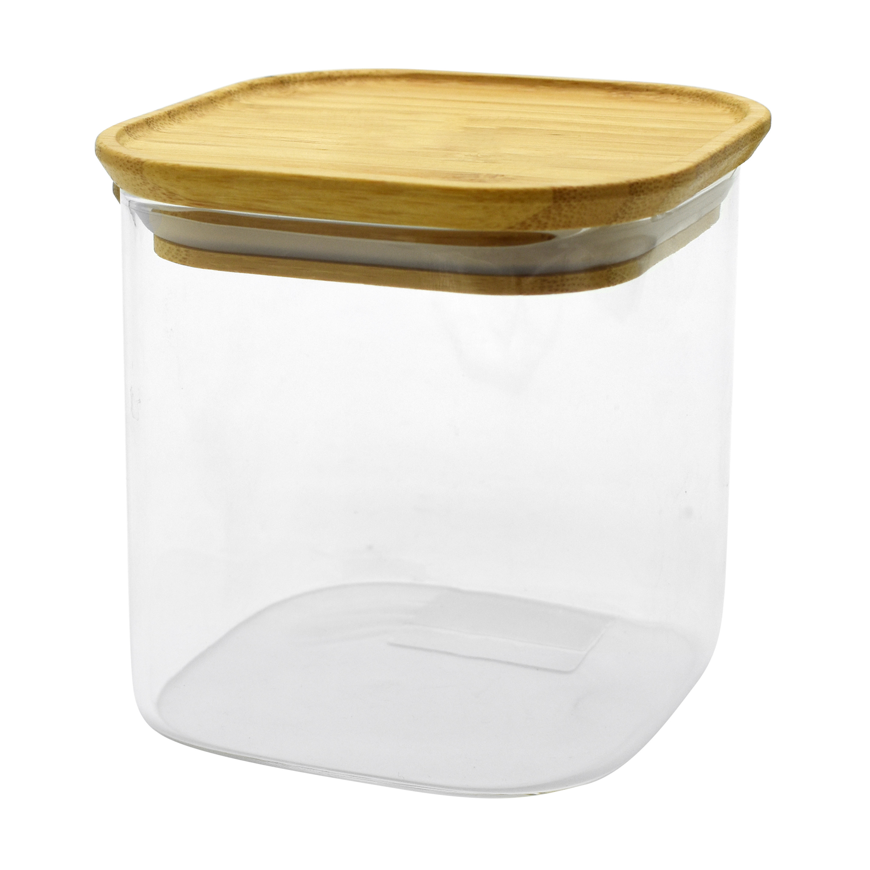 Large Borosilicate Glass Food Storage Jar Stackable Bamboo Lid Glass Storage Tank