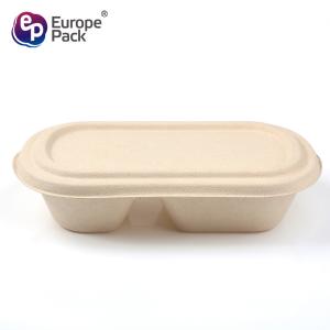 Disposable sugarcane bagasse 850ml, 1000ml 2 compartments food container with