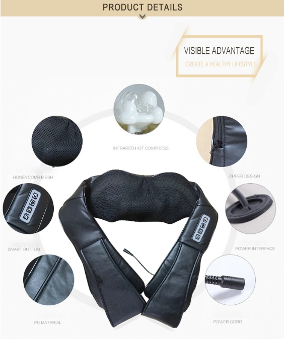 Vibration Kneading Rolling Shoulder Neck Massage Shawl For Home Car Office Beauty Salon