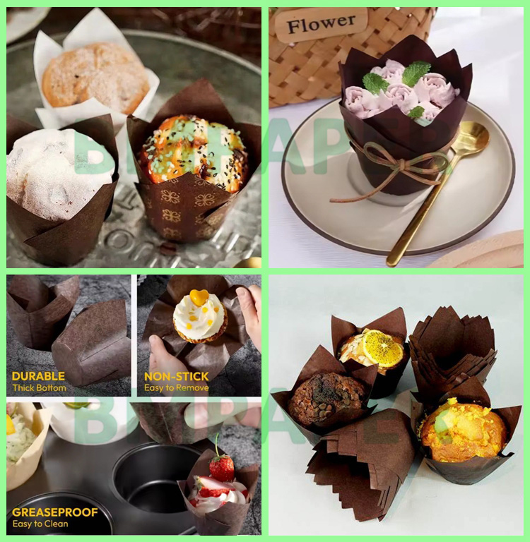 40gsm Coffee Muffin Cupcake Liner Paper For Baking Grease Resistant 50 x 70cm
