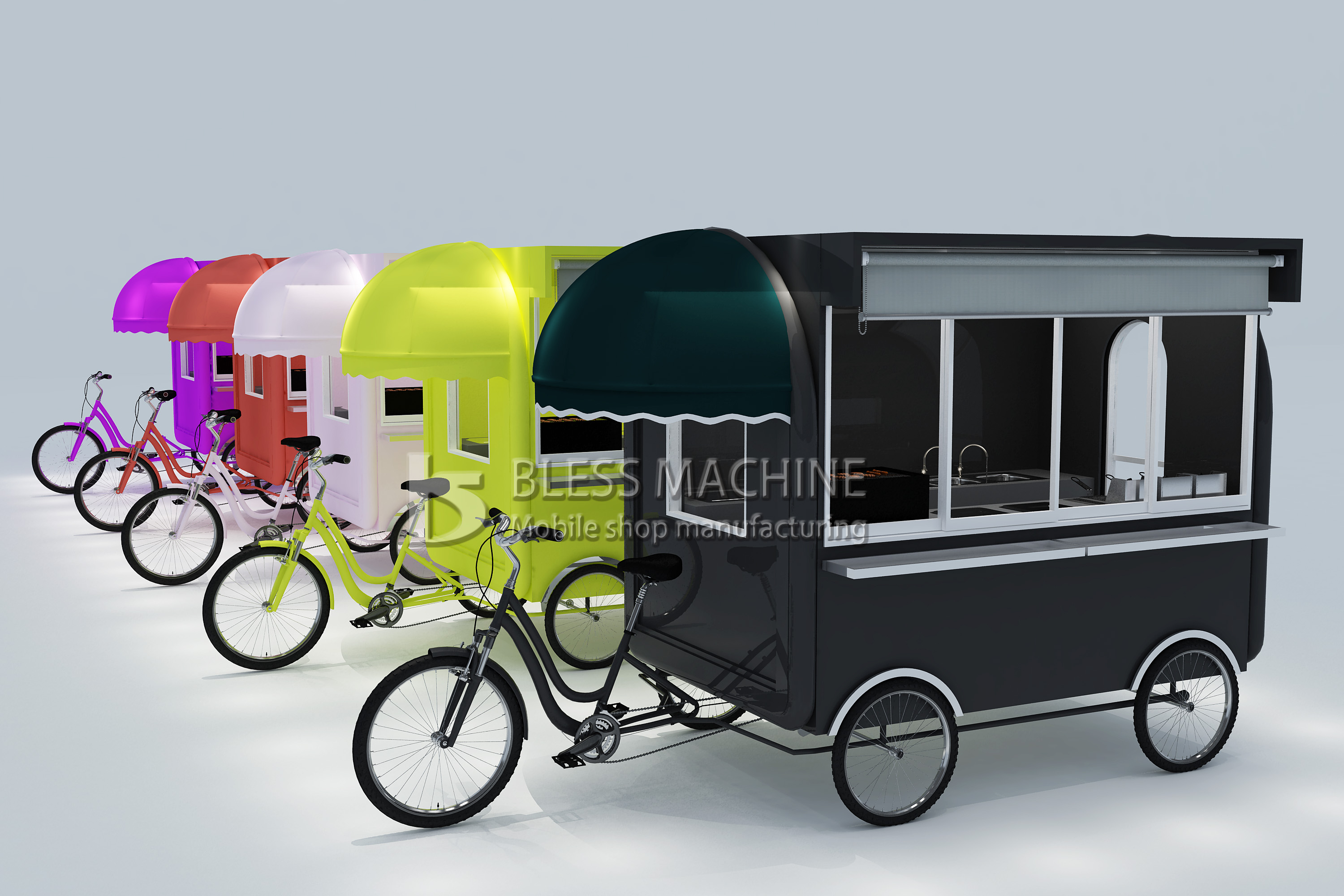 Multipurpose Mobile Fast Food Snack Beverage Pedal Bicycle Tricycle for Snack Food 2022