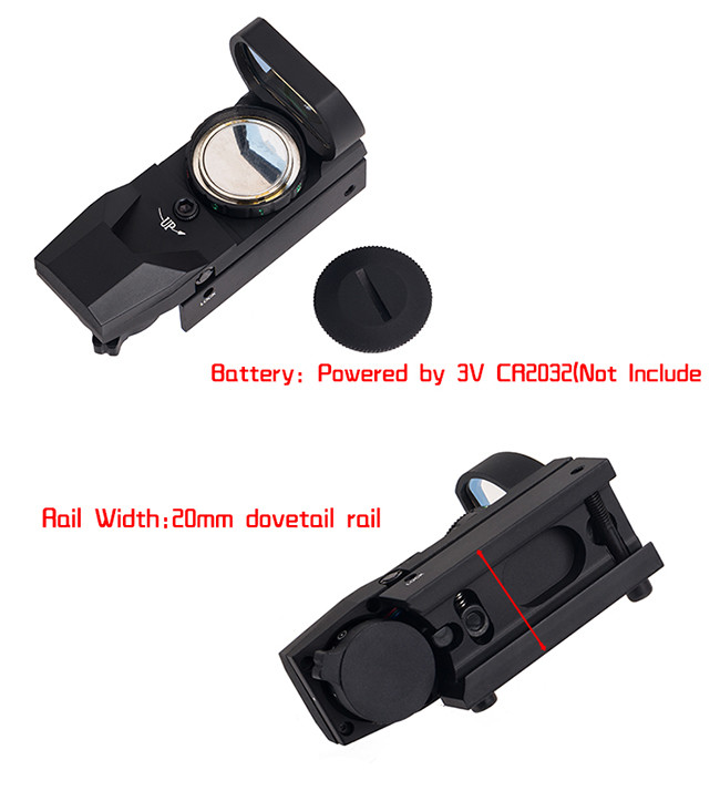 Holographic Red Dot Sight 1X22X33mm 4 Reticles Red Green Dot Sight Scope Reflex Sights BK