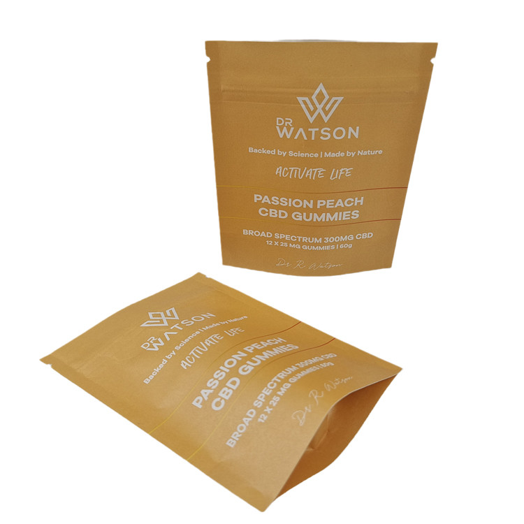 Wholesale Eco Friendly Biodegradable Kraft Paper Resealable Mylar Bags Digital Print PLA Smell Proof Bags with Logo