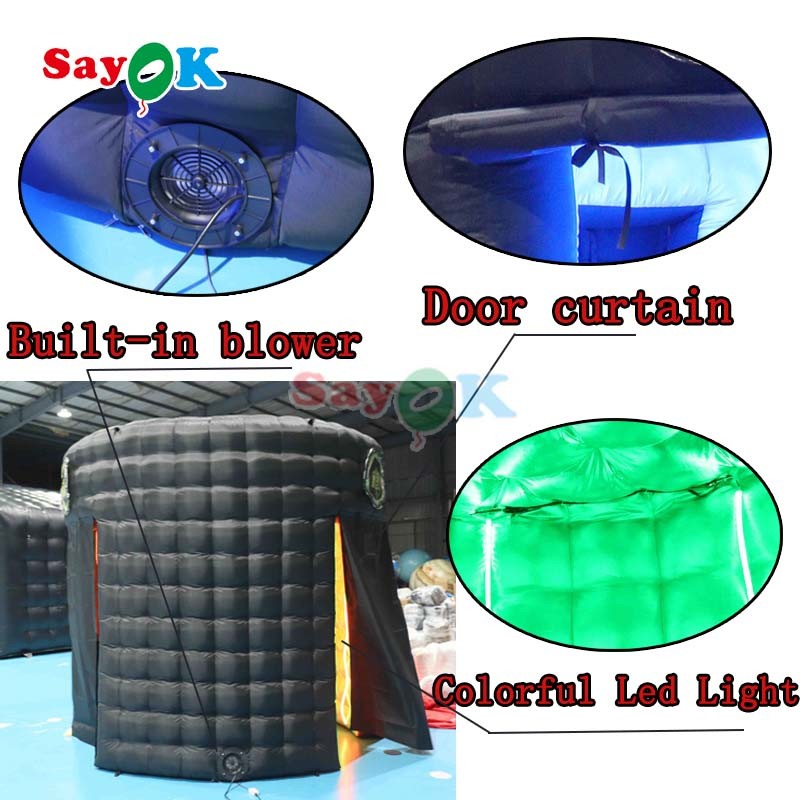 Custom Black Inflatable Dome Tent Birthday Party Inflatable Led 360 Photo Booth Enclosure