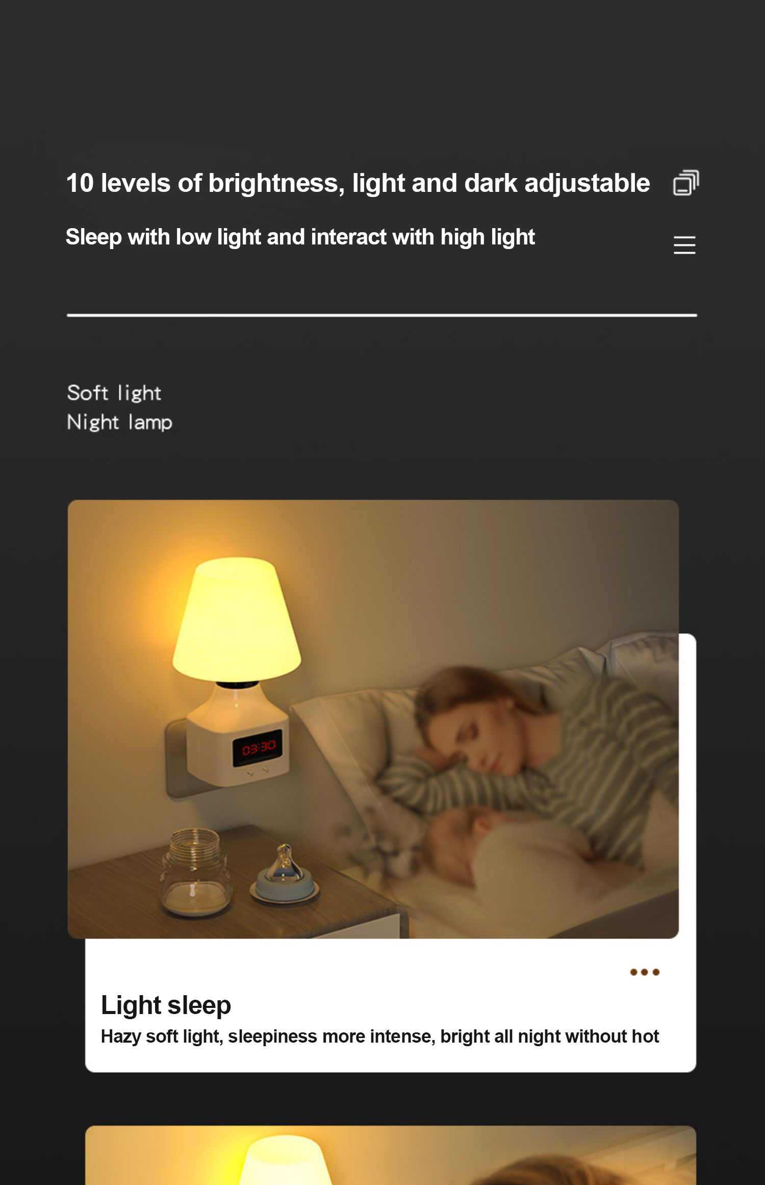 Dimmable LED Night Light for Baby Nursing Non Intelligent Control Plug-in Socket Type