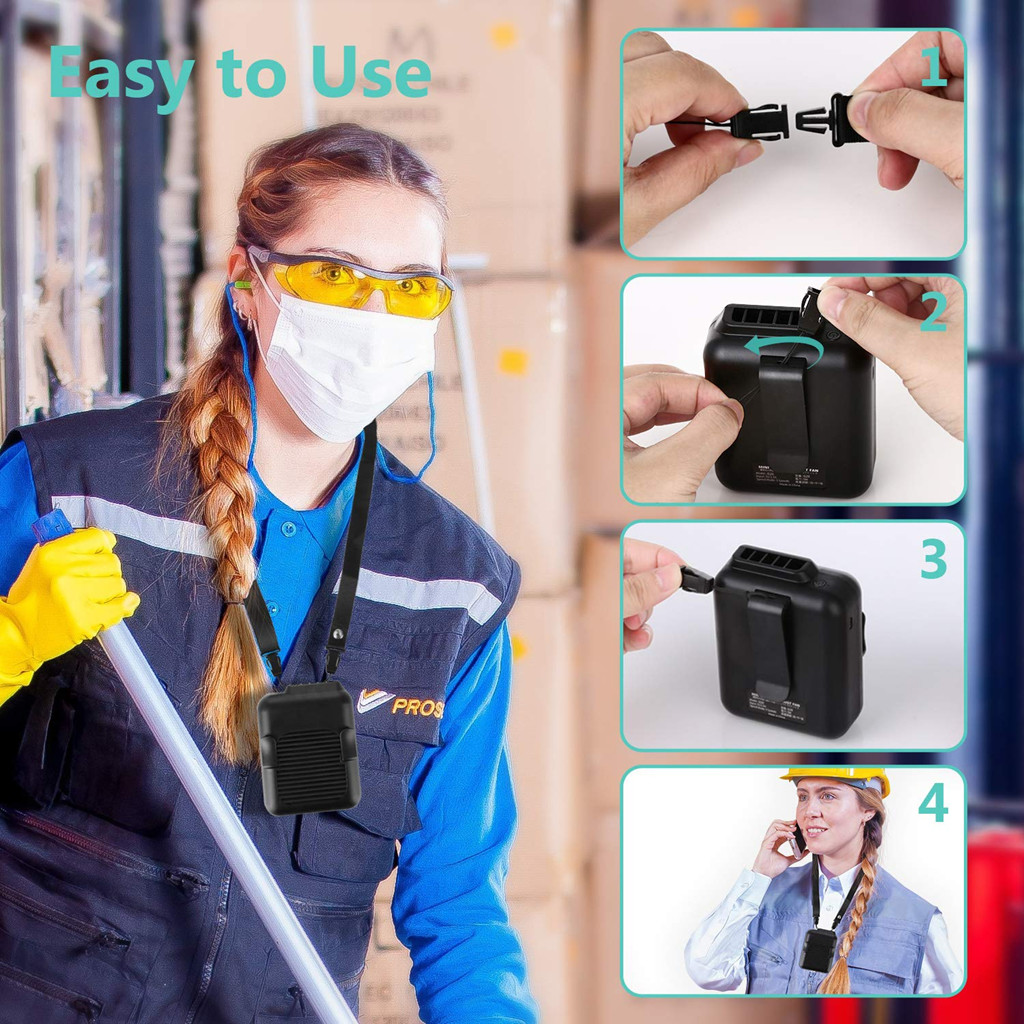 4000 MAh Mini Waist Clip Rechargeable Battery Powered Fan